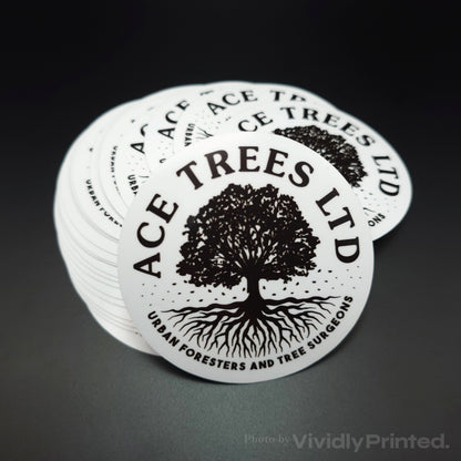 Round ACE Trees Ltd business logo stickers