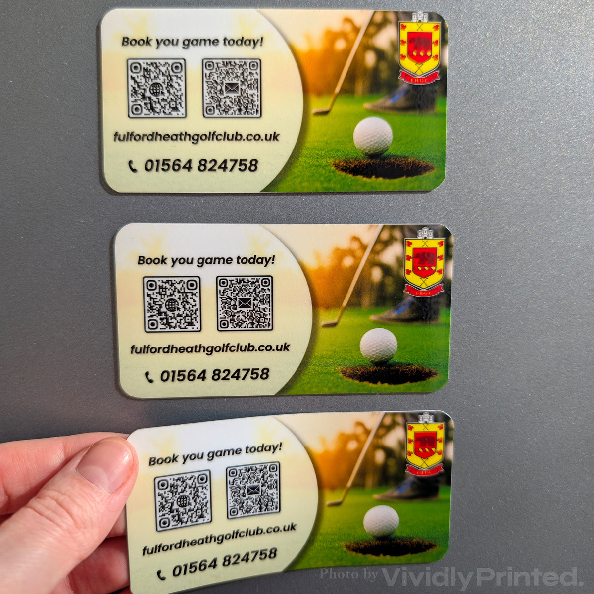 Fulford Heath Golf Club magnetic business cards with QR codes