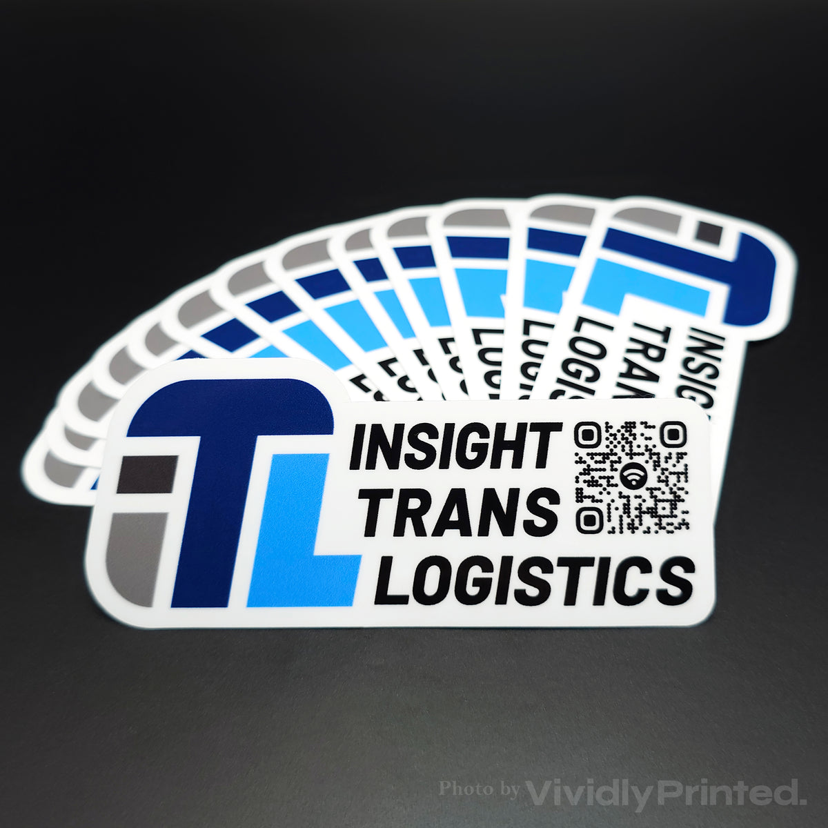 Insight Trans Logistics logo stickers with a QR code