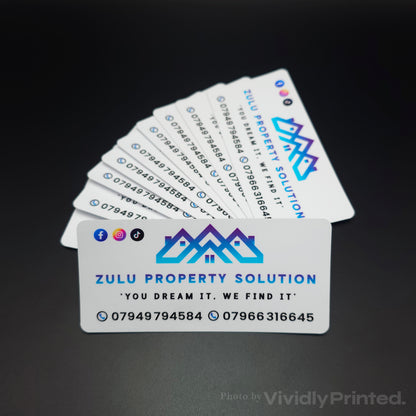 Zulu Property Solution business card stickers with contact details
